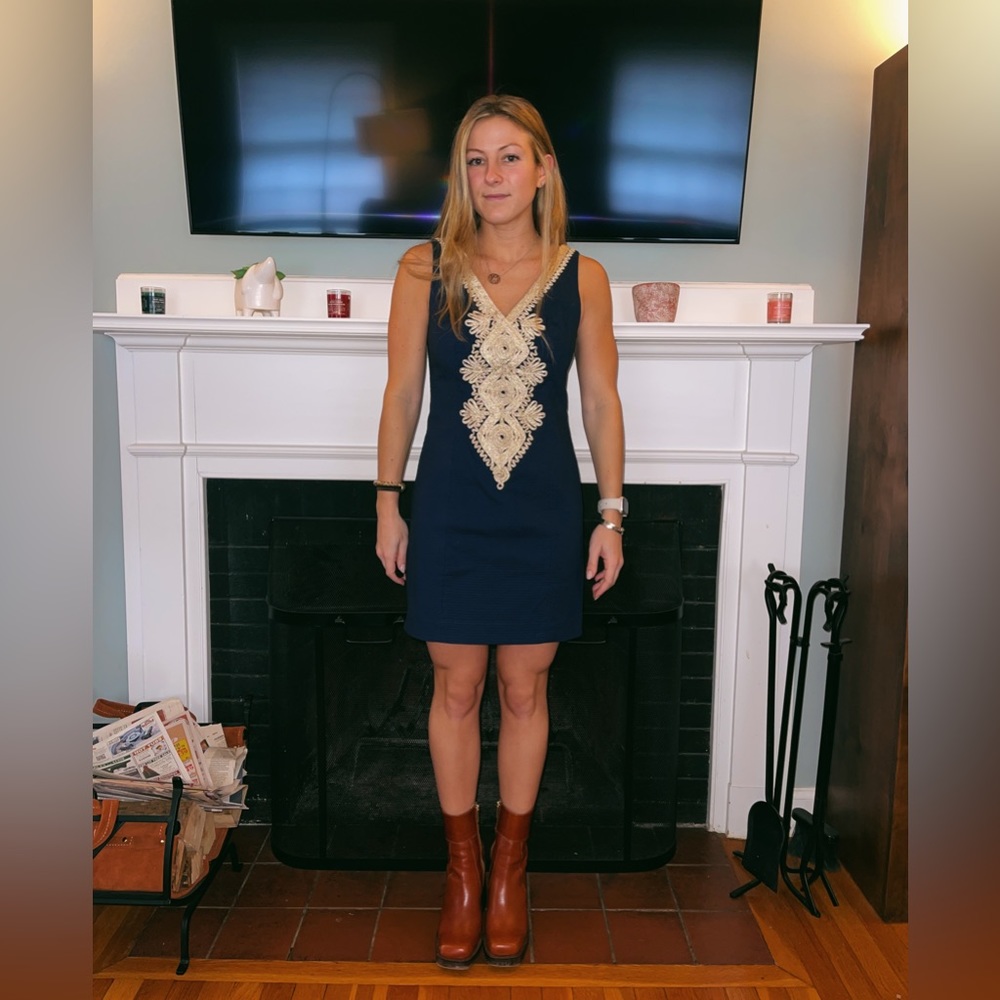 Navy Blue and Gold Lilly Pulitzer Dress